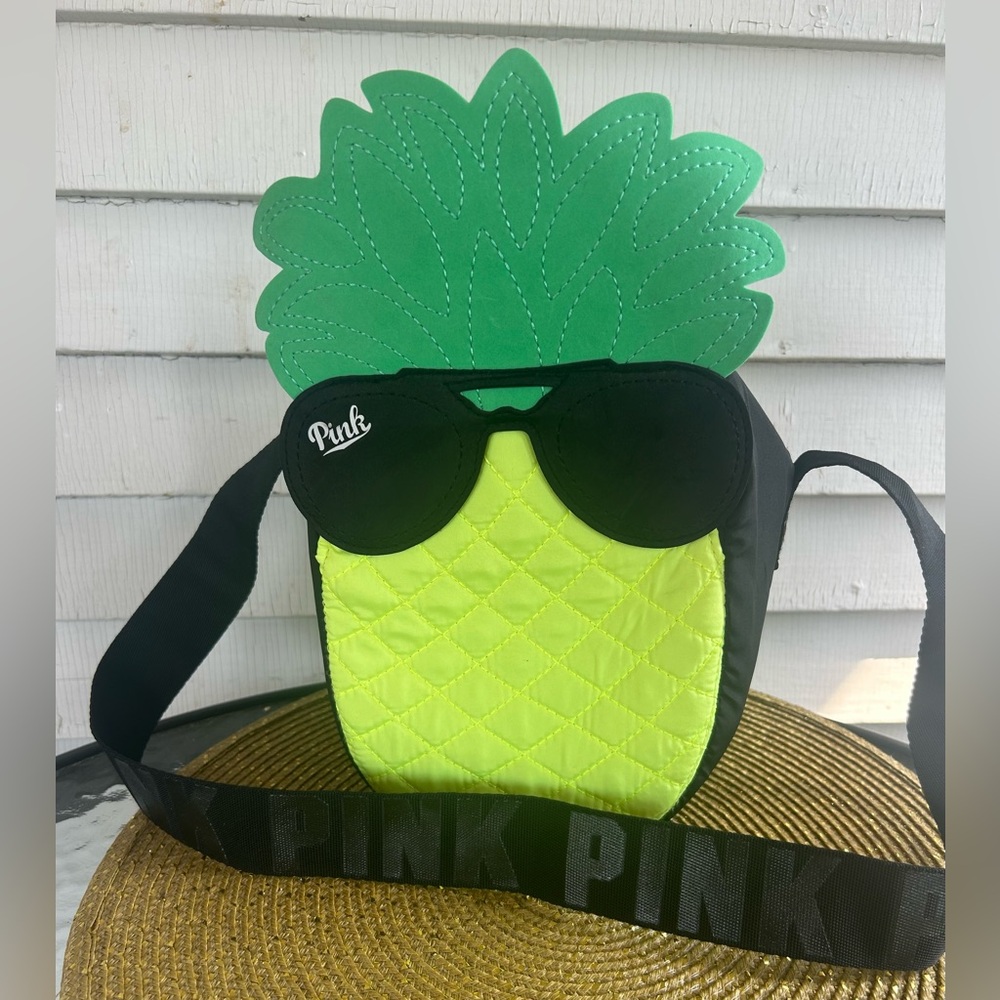 PINK BY VICTORIA SECRET PINEAPPLE CROSSBODY COOLER. NWOT